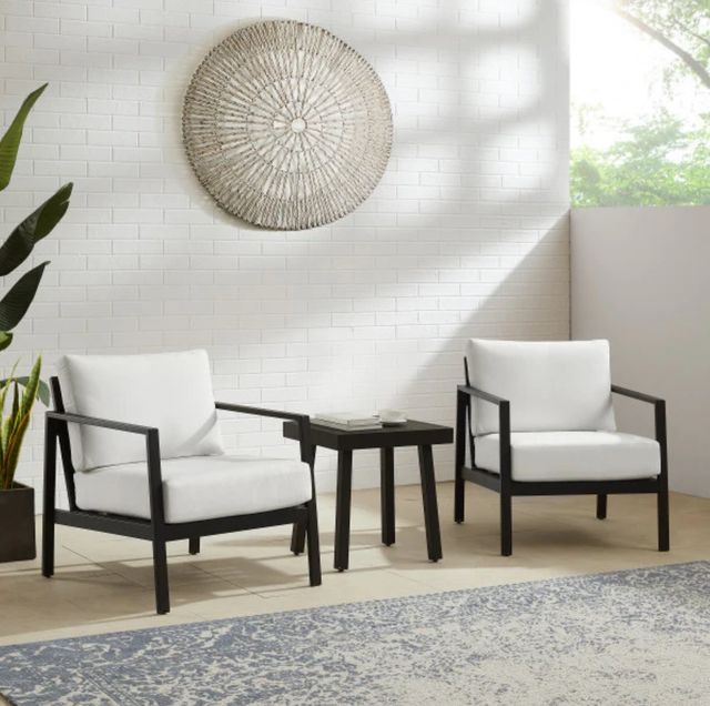 Linon Alora 3-Piece Beige/Black Aluminum/Fabric Outdoor Conversation Set-2