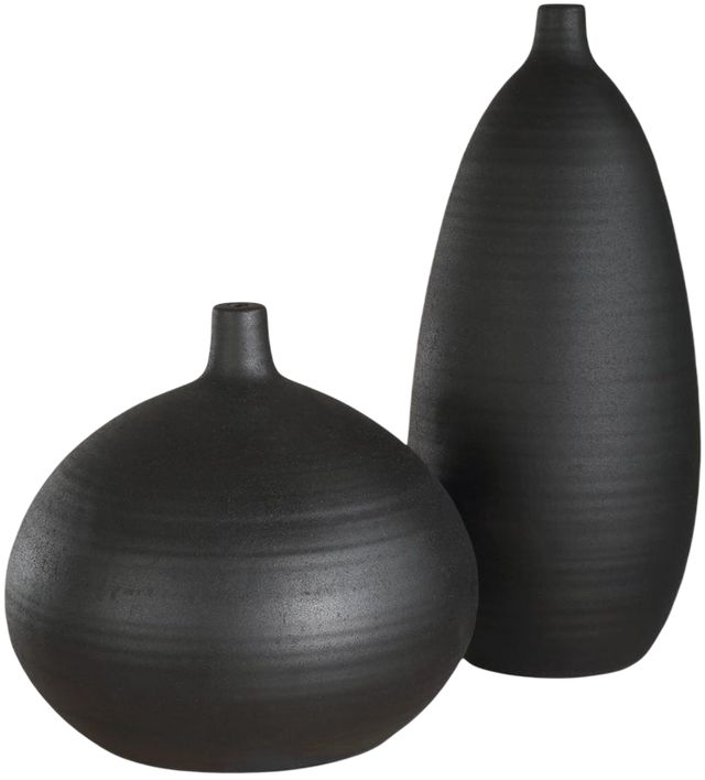 Uttermost® Bower 2-Piece Matte Black Vase Set-0