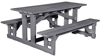C R Plastics Slate Grey Rectangular Picnic Table-0
