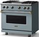 Viking® 5 Series 36" Novembery Sky Pro Style Gas (LP) Range with Brushed Brass Trim-2