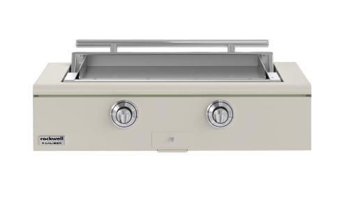 Caliber™ Rockwell Social 42" Antique White Built-In Natural Gas Outdoor Griddle with Polished Chrome Hardware-0