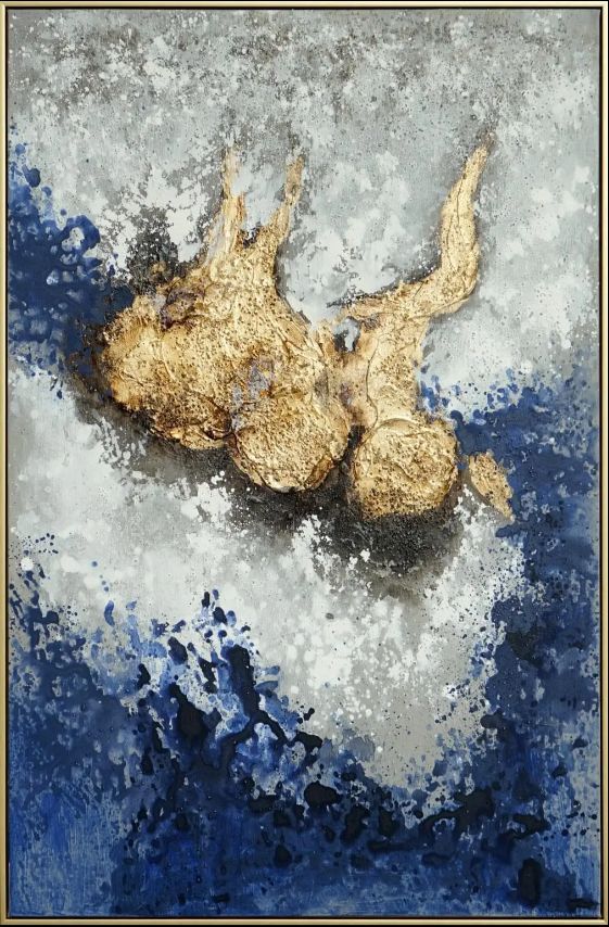 Classy Art Style 22 Hand Painted Textured Canvas with Foil Wall Art-0