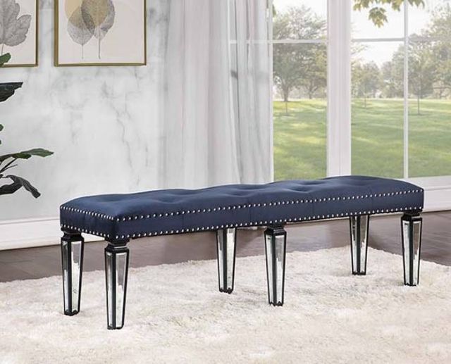 ACME Furniture Varian II Black/Dark Navy/Silver Bench-1