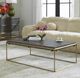 Uttermost® Surround Dark Walnut Coffee Table with Brushed Brass Frame-1
