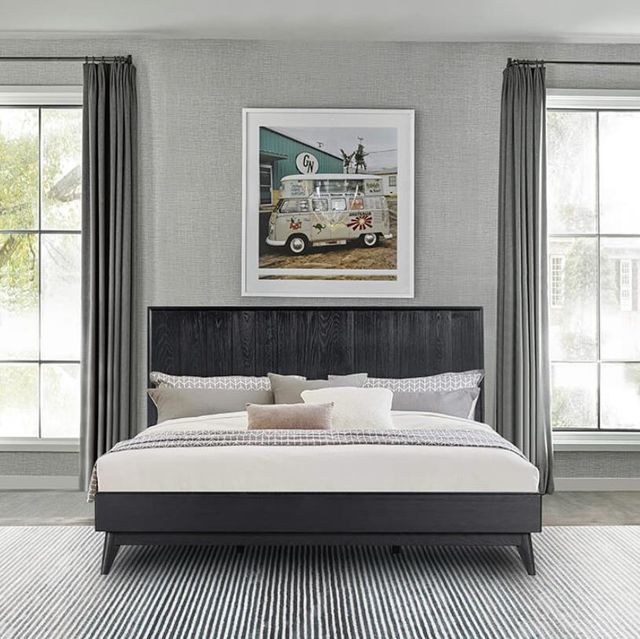 Armen Living Carnaby Black Brushed King Platform Panel Bed-1