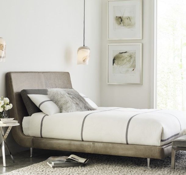 American Leather® Customizable Menlo Park Leather King Panel Bed-1