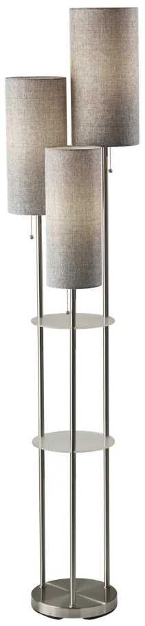 Adesso® Trio Brushed Steel Shelf Floor Lamp-0