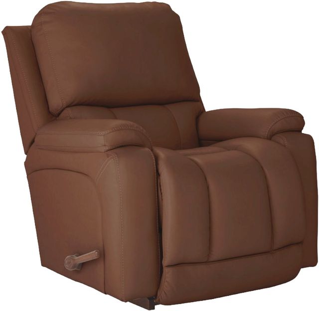La-Z-Boy® Greyson Caramel Leather Manual Rocking Recliner-0