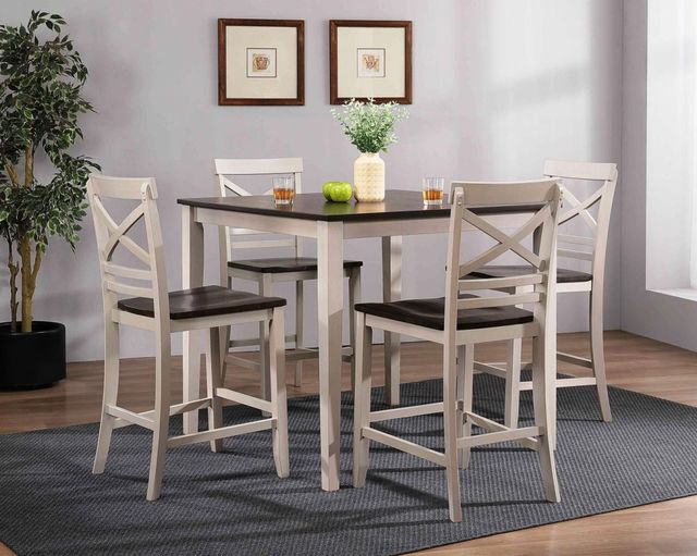 Urban Styles Furniture Reno 5-Piece Dark Walnut/Ivory Counter Height Table and Chair Set-1