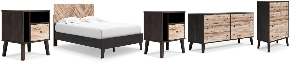 Signature Design by Ashley® Piperton 5-Piece Black/Two-Tone Brown Queen Panel Platform Bed Set