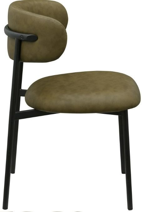 Meridian Furniture Lupita Olive/Matte Black Vegan Leather Dining Chair-2