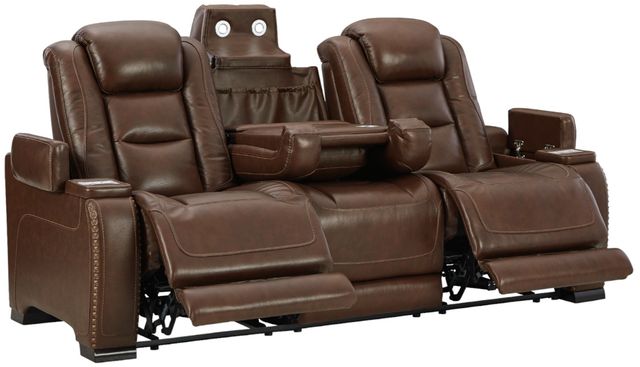 Signature Design by Ashley® The Man-Den Mahogany Power Reclining Sofa-0