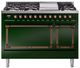 Ilve® Nostalgie II Noblesse 48'' Emerald Green Pro Style Dual Fuel Range with Burnished Trim-0