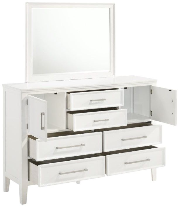 New Classic® Home Furnishings Andover White Dresser and Mirror-3