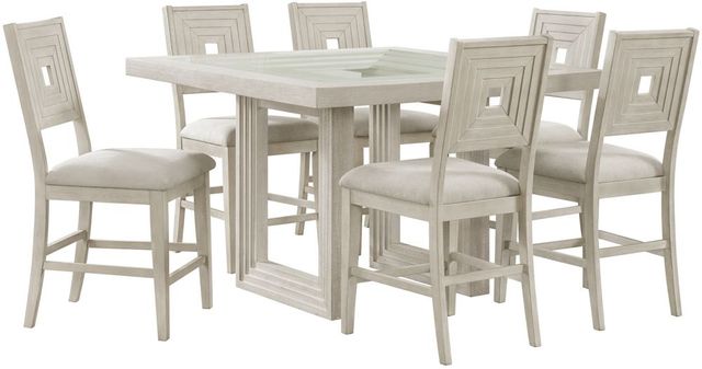 Elements International Avalanche 7-Piece Antique White Counter Dining Set-0