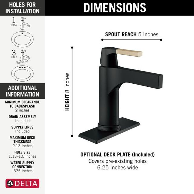 Delta Zura® Champagne Bronze/Matte Black Touch2O® Bathroom Faucet with Touchless Technology-1