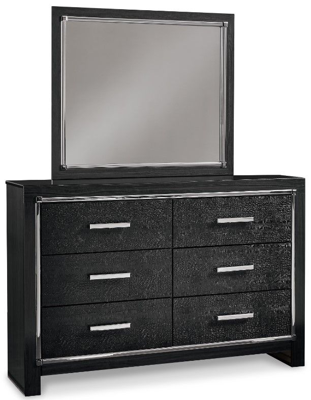 Signature Design by Ashley® Kaydell 5-Piece Black Queen Upholstered Panel Bedroom Set-2