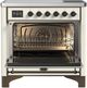 Ilve® Majestic III 36" Antique White Pro Style Induction Range with Triple Glass Door and Burnished Trim-1