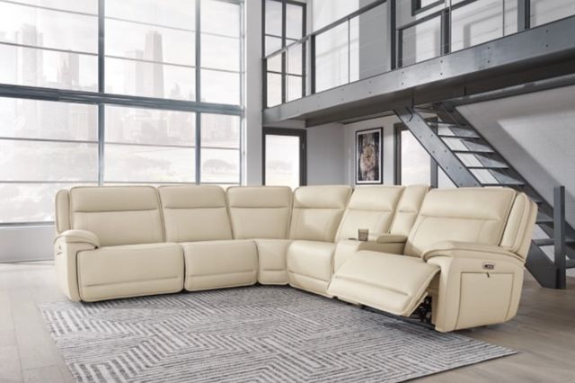 Signature Design by Ashley® Double Deal 6-Piece Almond Power Reclining L-Shape Sectional with Power Headrest-1