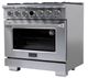 Kucht Professional KX Series 36" Stainless Steel Pro Style Dual Fuel Liquid Propane Gas Range with Kucht Horus Thermostat-4