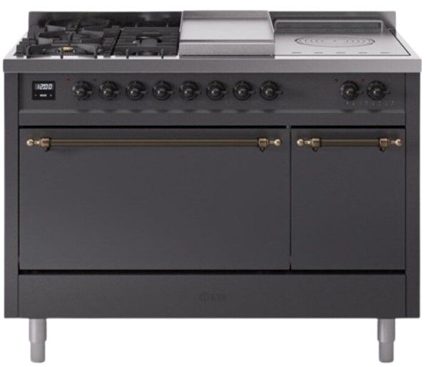 Ilve® Nostalgie II Series 48" Graphite Matte Pro Style Dual Fuel Range-0