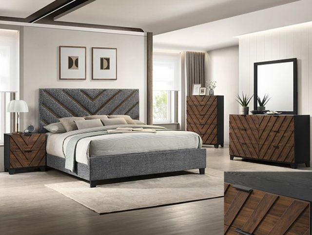 Crown Mark Zane Gray Queen Upholstered Panel Bed-1
