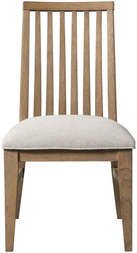 Intercon Landmark Beige/Weathered Oak Slat Back Dining Side Chair-2
