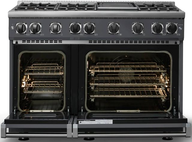 Viking® 7 Series 48" Cast Black Pro Style Liquid Propane Gas Range with 12" Reversible Griddle-1