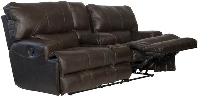 Catnapper® Wembley Chocolate Leather Lay Flat Reclining Console Loveseat-1