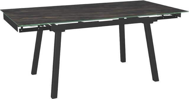 Amisco Customizable Lewis 72" Rectangular Extendable Table with 0.5" Italian Porcelain on Glass Top and 2 Leaves-1