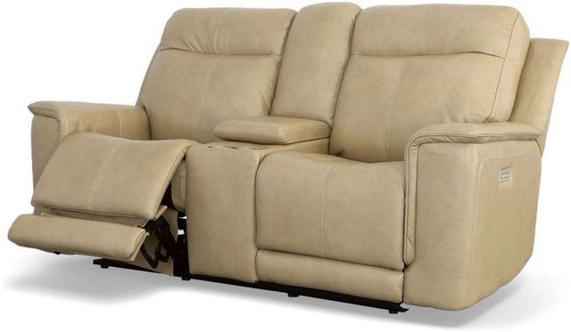 Flexsteel® Miller Latte Power Reclining Loveseat with Console and Power Headrests-2