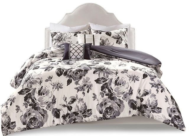 Olliix by Intelligent Design Dorsey Black and White Twin/Twin XL Floral Comforter Set-0