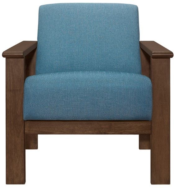 Homelegance® Helena Blue/Walnut Accent Chair with Storage Arms-2