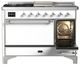 Ilve® Majestic III 48" White Pro Style Dual Fuel Natural Gas Range with Solid Door and Chrome Trim-4