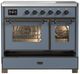 Ilve® Majestic III 40" Blue Gray Pro Style Induction Range with Triple Glass Door and Burnished Trim-2