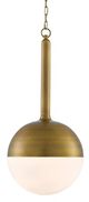 Currey & Company Moonward Antique Brass/Opaque White Pendant-0