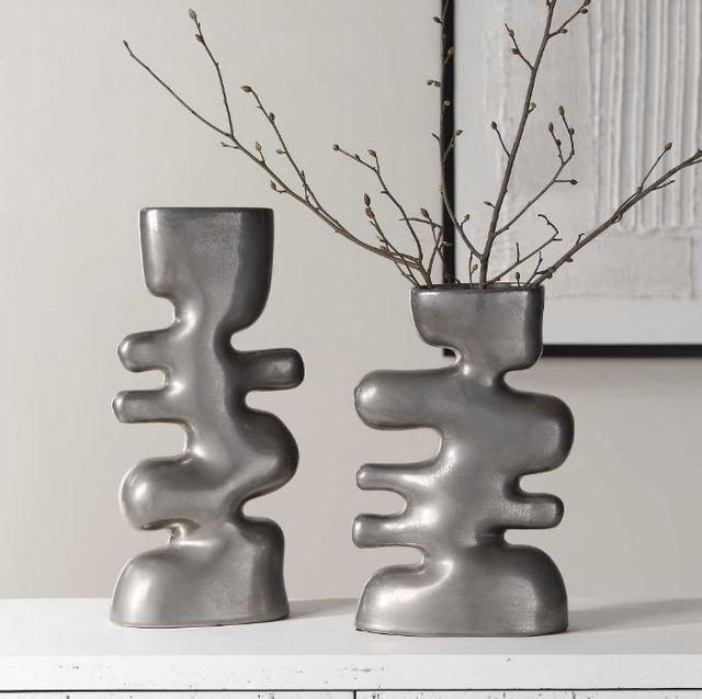Uttermost® Free Flowing 2-Piece Nickel Vase Set-1
