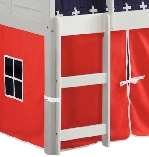 Donco Kids Louver Red/White Youth Twin Loft Bed with Tent Kit-2