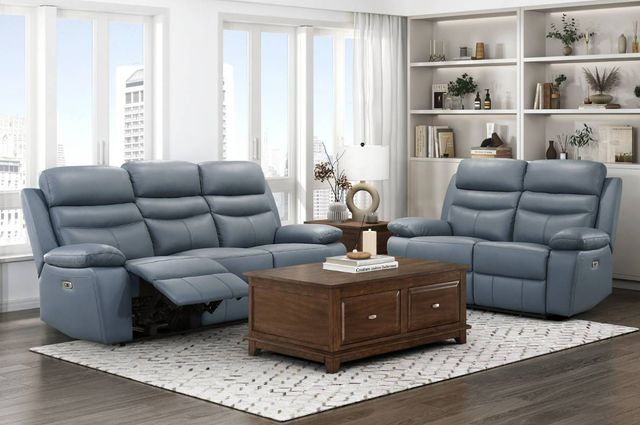 Homelegance® Hancock Blue Power Double Reclining Loveseat-1