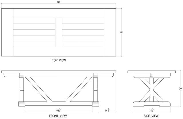 Bramble Customizable Riverwalk 96" Dining Table-1