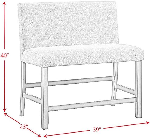 Elements International Seneca Gray Upholstered Counter Dining Bench-3