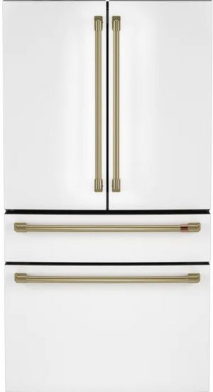 Front view of the Café™ 36 in. 23.2 Cu. Ft. Matte White Counter Depth French Door Refrigerator