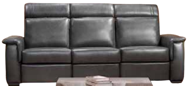 Fornirama 3782 Black Reclining Sofa with Adjustable Headrest-0
