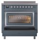 Ilve® Nostalgie II Noblesse 36'' Blue Gray Pro Style Induction Range with Chrome Trim-3