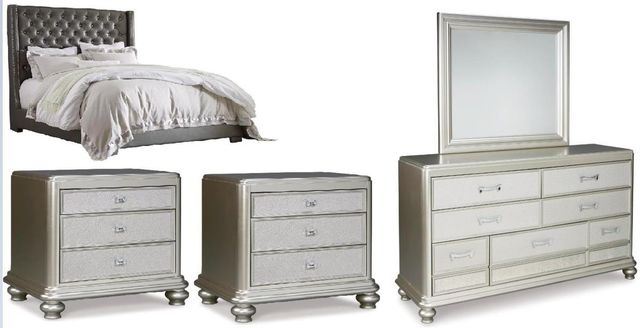 Signature Design by Ashley® Coralayne 5-Piece Gray Queen Upholstered Bed Set-0