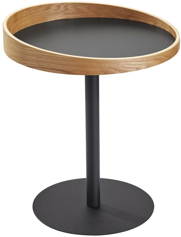 Adesso® Crater Natural End Table with Black Base-0