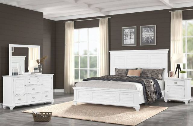 New Classic® Home Furnishings Jamestown 4-Piece White California King Panel Bedroom Set-1