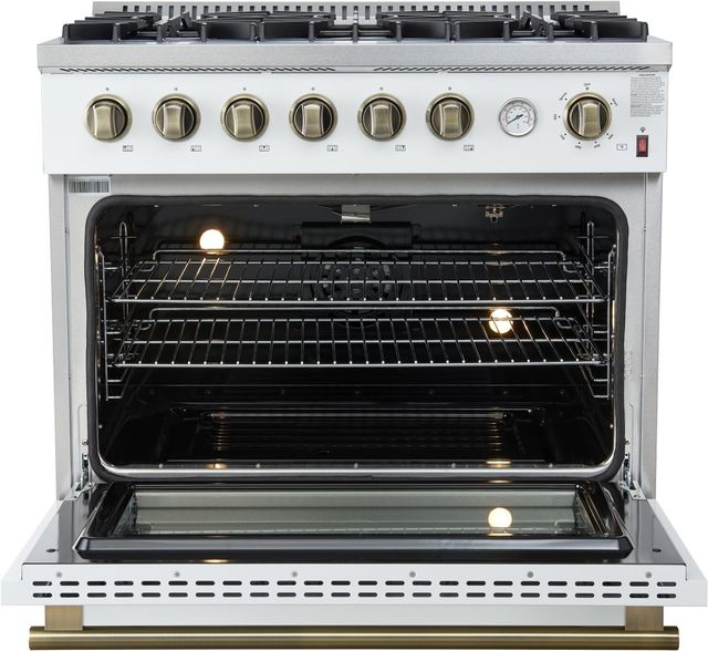 FORNO® Marco Series Alta Qualita 36" White Pro Style Gas Range-3