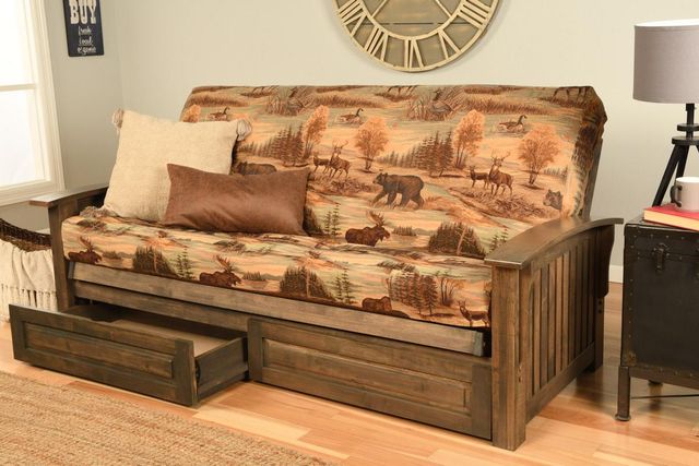 Kodiak Furniture Washington Canadian/Rustic Walnut Full Storage Futon with Mattress-1