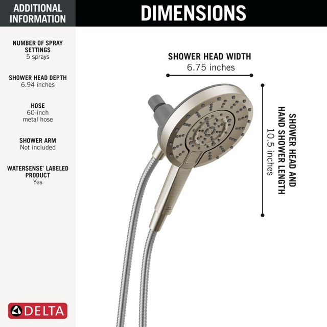 Delta Universal Showering Spotshield Brushed Nickel 5-Spray Setting In2ition® with ProClean®-3